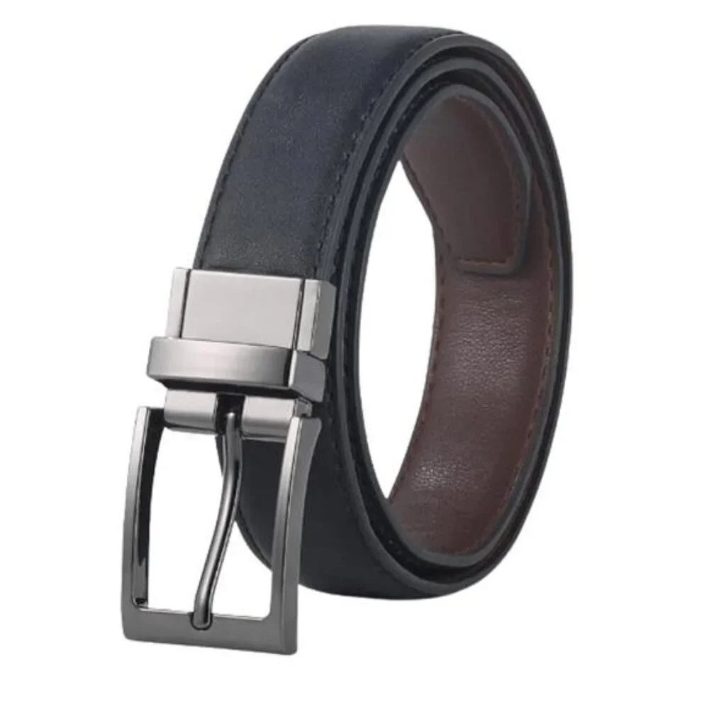 AWAYTR Boys Reversible Leather Belt Kids Adjustable 90cm Black Brown Casual